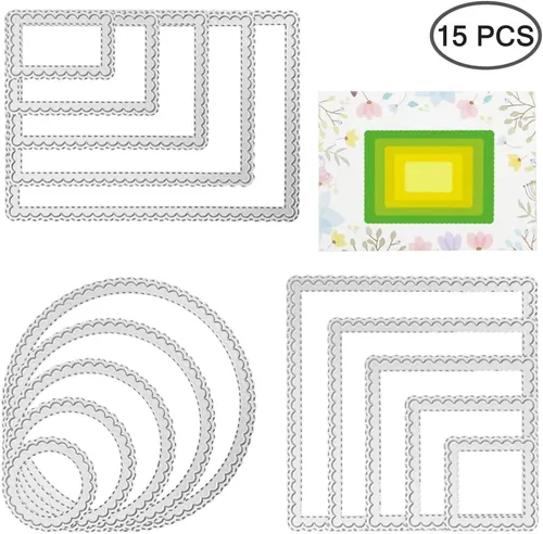 Vista 2 de AFUNTA 3 troqueles - Suministros para hacer tarjetas rectangulares y redondas para álbum de recortes