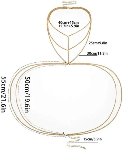Vista 4 de Bounzhi Arnés de cadena para el cuerpo, sexy, plateado, collar de joyería para el cuerpo, cadenas de bikini para mujeres y niñas (plata)