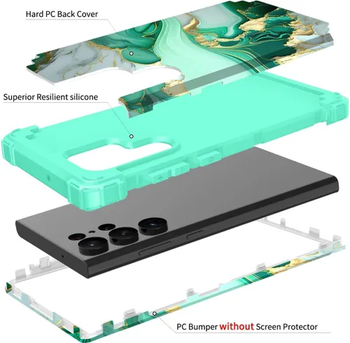 Vista 4 de Hocase para Galaxy S23 Ultra, Funda Resistente a Golpes de Plástico Duro+Silicona Suave Protectora de Dos Capas para Samsung Galaxy S23 Ultra 6.8