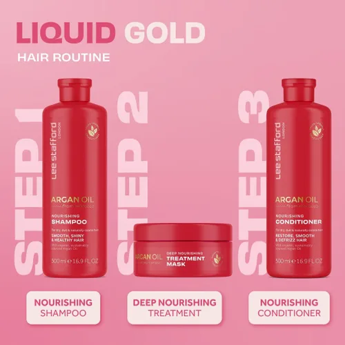 Vista 4 de Lee Stafford Champú hidratante Colección de aceite de argán – Lo mejor para el cabello teñido y opaco para reparar e hidratar para un brillo suave