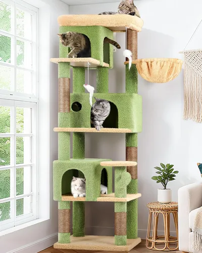 Vista 13 de Globlazer Árbol de Gato de Rincón de 66 Pulgadas, Torre de Escalada de Varios Niveles para Gatos de Interior, Condominios para Gatitos, Torre