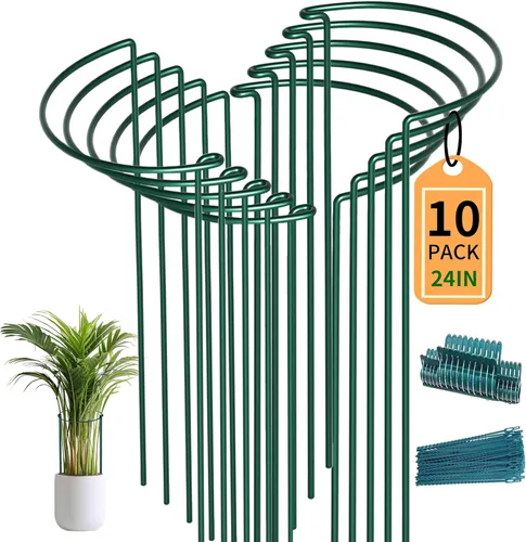 Vista 10 de TCBWFY Paquete de 10 estacas de soporte para plantas de peonía, 10 pulgadas de ancho x 16 pulgadas de alto, jaulas de peonía de alta resistencia