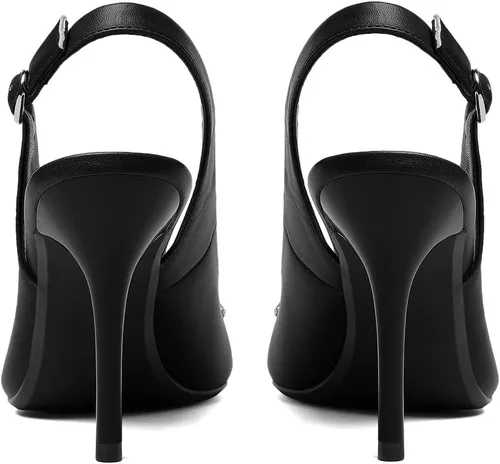 Vista 4 de Zapatos de tacón medio con punta de diamantes de imitación para mujer, con nudo, lazo, tacón medio, sexy, para uso diario, oficina, talla 4-16