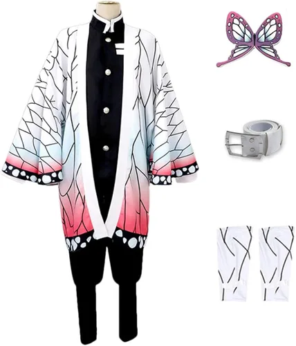 Vista 3 de Leaffly Demon Slayer - Disfraz de kimono de Kimetsu no Yaiba de Kochou Shinobu para cosplay