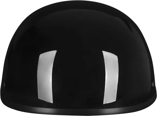 Vista 3 de Casco de media cara para motocicleta con diseño de calavera y crucero, aprobado por DOT Brillo negro
