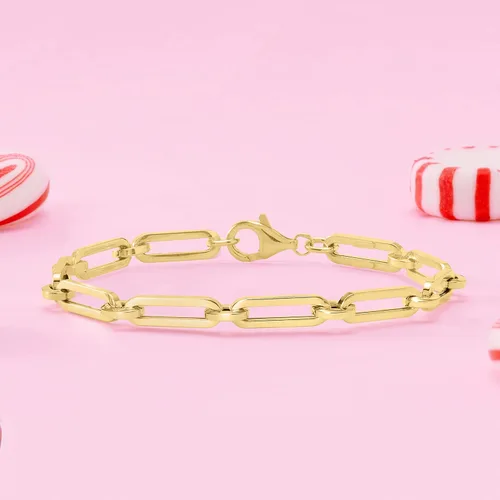 Vista 8 de Ross-Simons Italian 14kt Yellow Gold Alternating Paper Clip Link Bracelet