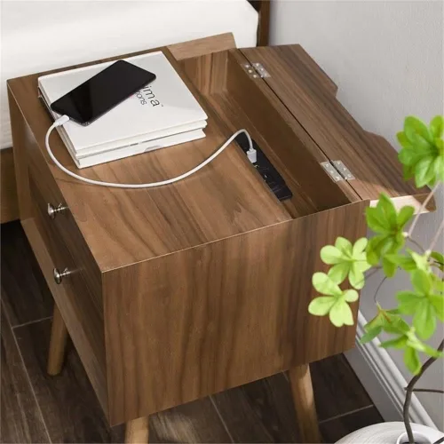 Vista 7 de Modway EEI-4343-WAL-WAL Mesita de noche de madera de brasa, nogal
