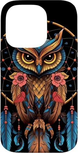 Vista 17 de Funda para iPhone 17 con diseño de plumas indias nativas americanas y búho
