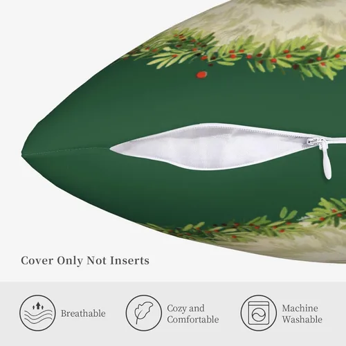 Vista 4 de San-ta Cla-us - Funda de almohada decorativa de Navidad, fundas de cojín cuadradas para sofá, cama, sofá, automóvil, hogar, decoración navideña