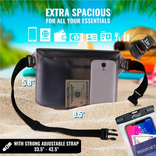Vista 5 de AiRunTech Riñonera impermeable, bolsa impermeable para iPhone 16 15 14 13 12 11 Pro Max, bolsa seca IPX8 para esnórquel, playa, crucero, kayak 2