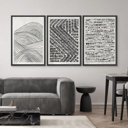 Vista 527 de SIGNWIN Lienzo enmarcado para pared, juego de arte neutro de bosque brumoso, ilustraciones en tono tierra, arte moderno, decorativo, bohemio