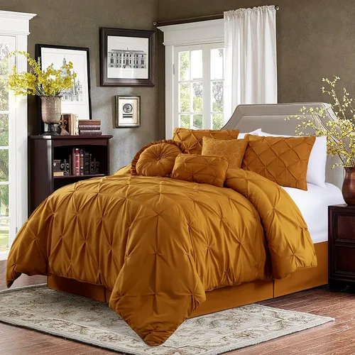 Vista 30 de Chezmoi Collection - Juego de ropa de cama modelo Sydney, 7 piezas, con pliegues decorativos
