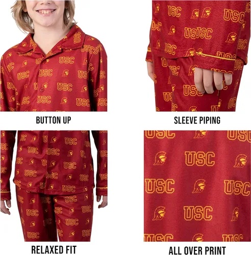 Vista 5 de Ultra Game NCAA - Conjunto de pijama de 2 piezas para niños