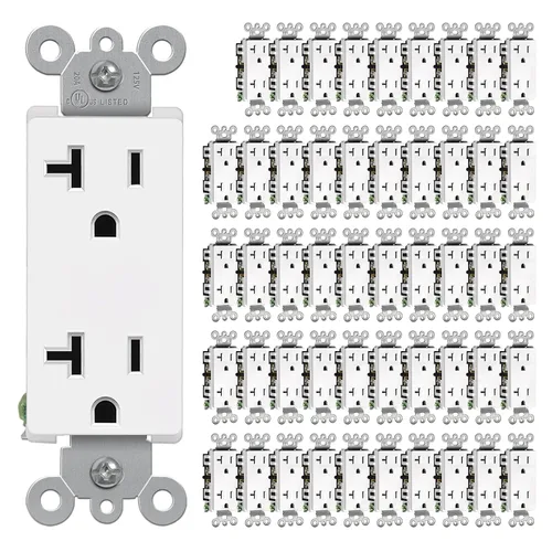 Vista 13 de CML - Toma de corriente decorativa de 15 amperios, paquete de 20 tomas de corriente estándar con placa de pared sin tornillos, resistente a