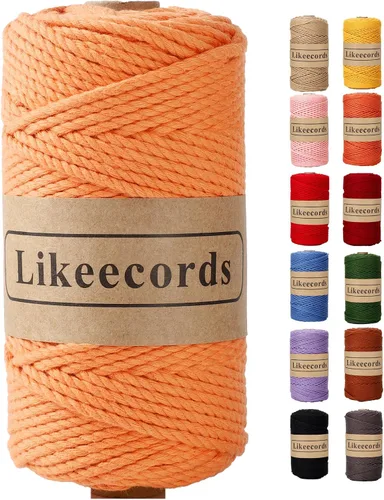 Vista 20 de Likeecords Cordón de algodón para macramé de 3mm x 100 metros, hilo torcido de 3 hebras, cuerda de macramé, hilo de algodón para macramé, cuerda