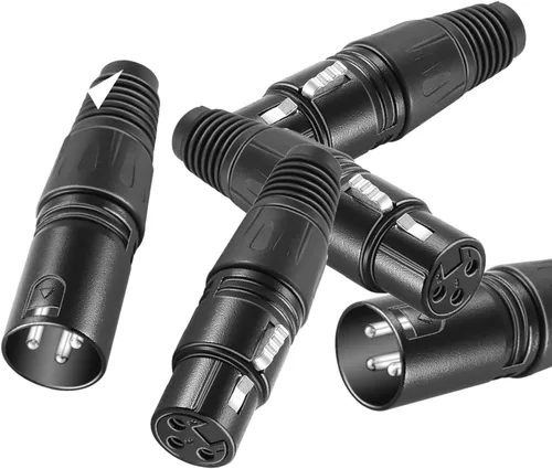 Vista 5 de Neewer Micro Snake 3 Pin XLR Cargador Conector 20pcs Audio Jack Micrófono Conector con Cable Cargador 10 Macho y 10 Conectores Hembra Aleación