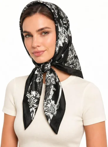 Vista 131 de corciova - Bufanda cuadrada grande para mujer, diadema sedosa para cabello rizado, lazo para dormir por la noche, bandana a la moda, 35 x 35