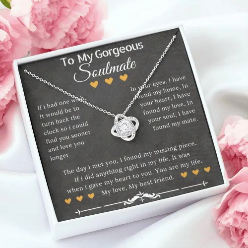 Vista 9 de ZILORRA Christmas gifts for Soulmate, Soulmate Necklace for Women, Wife Necklace from Husband, Girlfriend Necklace from Boyfriend, Message Card