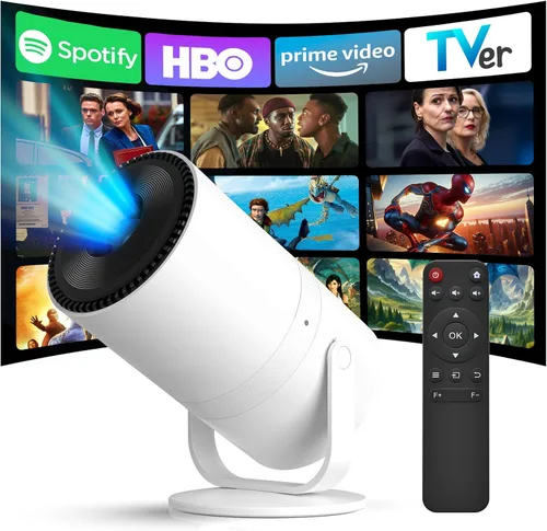 Vista 10 de Mini proyector portátil con WiFi y Bluetooth, compatible con proyector de películas 1080P HD, corrección trapezoidal automática, rotación de 180°