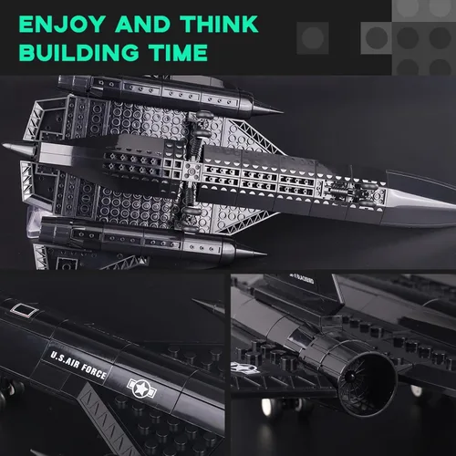 Vista 5 de ArtorBricks SR-71 - Juego de construcción militar de avión Blackbird de reconocimiento con soporte de exhibición, kit de modelo de 183 piezas