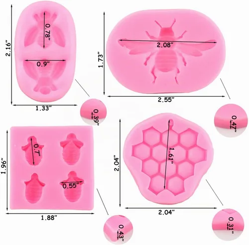 Vista 3 de ZiXiang Bumble Bee - Molde de silicona para fondant de panal, juego de 4 Estilo a