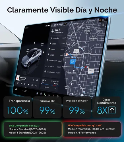 Vista 2 de Wigoo - Protector de pantalla estándar para Tesla Model Y/3, 15.4 pulgadas, mate For Model Y Standard(2025~2026)/Model 3 Standard(2024~2026), No