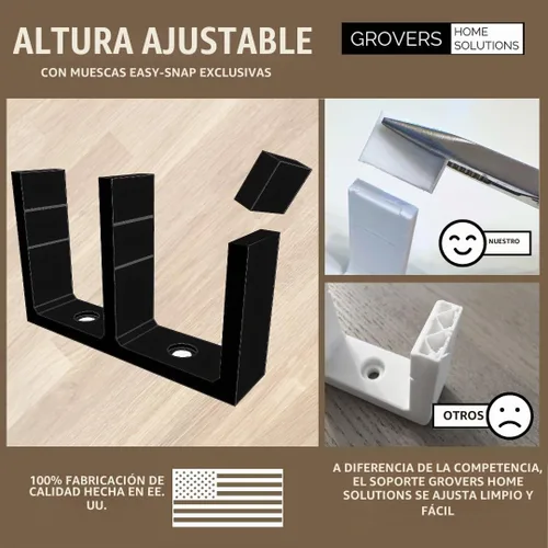 Vista 2 de Soporte de guía de piso para puerta de armario deslizante de altura ajustable universal - Negro - Grovers Home Solutions
