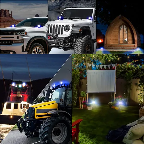 Vista 8 de Luces Pod Laterales Direccionales de 4 Pulgadas, Luces LED Estroboscópicas Azules de Cubo de Doble Cara para Granja, Tractor, Arado, Camión, Barco