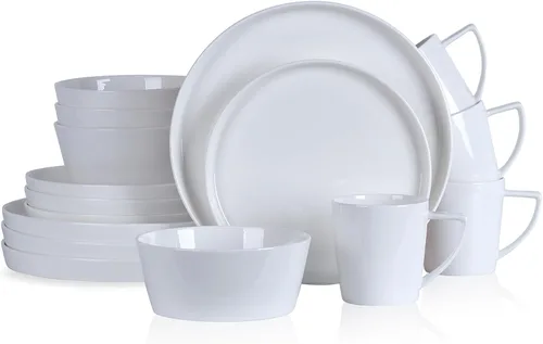 Vista 19 de Stone Lain Alexandria - Juego de vajilla de 16 piezas de porcelana china, blanco