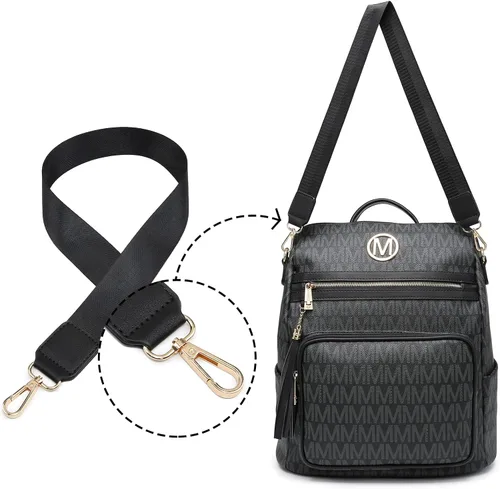 Vista 95 de MKP COLLECTION Mochila de moda para mujer, bolsa convertible grande para mujer, mochila de viaje, bolsa de hombro, juego de 2 piezas con borla, Beige