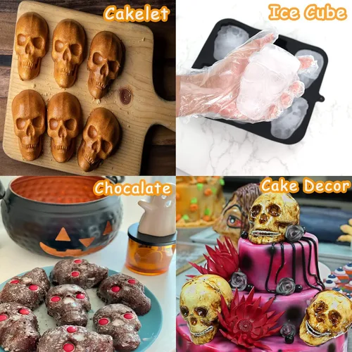 Vista 6 de Moldes de la cacerola de la torta del cráneo de la hornada de Halloween, lata de la torta