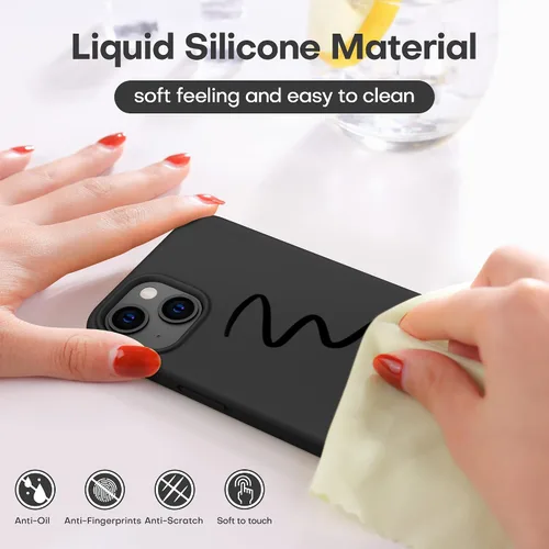 Vista 7 de CellEver Funda de silicona resistente para iPhone 13, protección militar contra caídas, protección elevada de pantalla y cámara, interior sin Negro