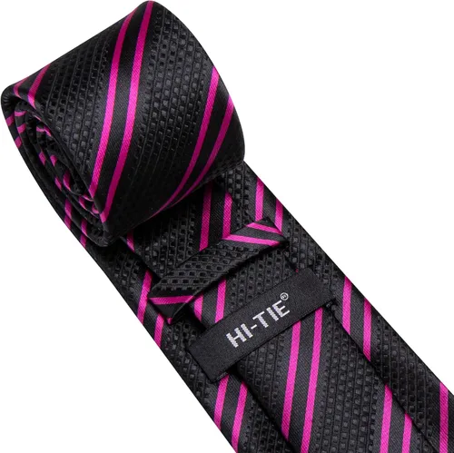 Vista 119 de Hi-Tie Corbata clásica de cachemira para hombre con pañuelo y gemelos a cuadros