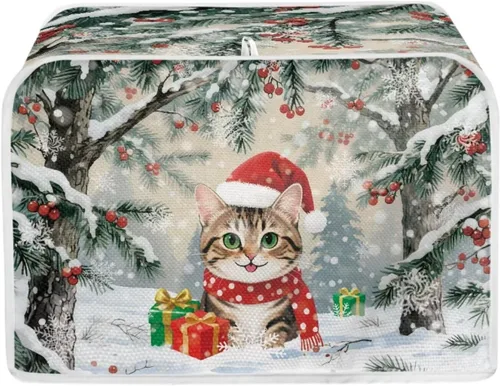 Vista 14 de Cat Print 2 Slice Bread Maker Cover Music Note Print Microwave Oven Cover Bakeware Protector Anti Fingerprint Protective Covers for Kitchen