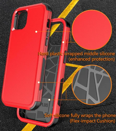 Vista 8 de Diverbox Funda para iPhone 15 Plus - Rojo