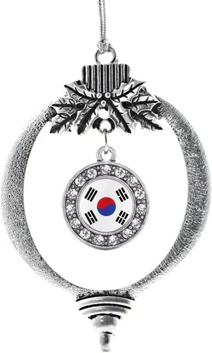Vista 95 de Inspired Silver - Adorno con dije de cara de carlino - Adornos navideños de círculo de plata con joyas de circonita cúbica