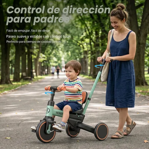 Vista 2 de SEREED Triciclo de empuje 5 en 1 para niños pequeños de 1 a 4 años Verde