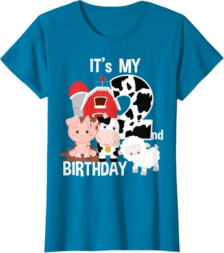 Vista 105 de Camiseta para fiesta de 2 años con texto en inglés "It's My 2nd Birthday", Negro