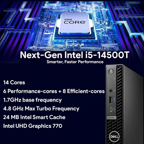 Vista 3 de Dell Computadora de escritorio Pro Micro Plus 2026: Intel Ultra 7 de 20 núcleos, 16 GB DDR5, 1 TB PCIe SSD, 3 DisplayPort, USB-C, WiFi 6, Windows 11