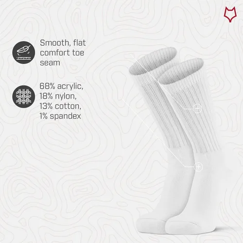Vista 4 de Fox River Wick Dry Classic White Crew Calcetines de humedad para hombres y mujeres con suela totalmente acolchada