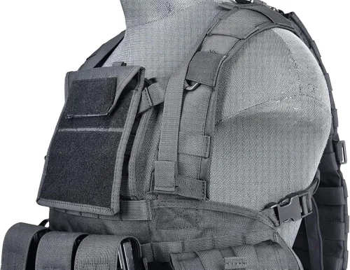 Vista 6 de Lancer Tactical Airsoft - Chaleco de paintball M4 M16 Molle modular con hebillas de liberación rápida (pequeño a extragrande)