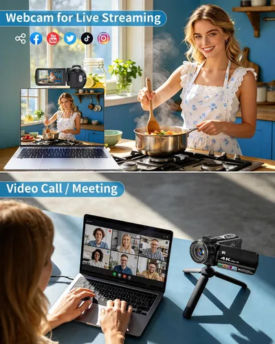 Vista 9 de Cámara de video 4K Videocámara 96MP UHD Vlogging Cámara para YouTube 18X Zoom digital 3.0 IPS Pantalla táctil de rotación de 270° Grabadora de video
