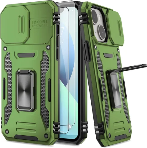 Vista 30 de Funda para iPhone 13 Pro con protector de pantalla, cristal transparente, antiamarillo, acrílico resistente, funda protectora de grado militar