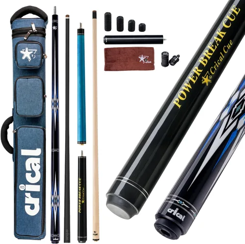 Vista 16 de CRICAL Pool Cue Set, 58" Pro Taper Carbon Fiber Playing Stick with 12.5mm Tip, 3/8×8 Joint, 54.3" Maple Jump Break Stick with 13.5mm Bakelite Tip