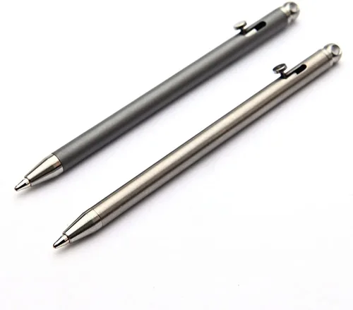 Vista 9 de Mini Titanium Creative Signature Pen Bolt Action Pen Cool Llavero Accesorios Gadgets útiles Herramienta al aire libre (gris)