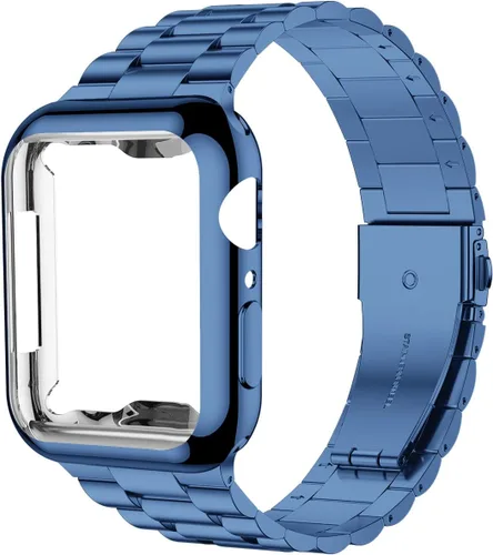 Vista 21 de iiteeology - Correa compatible con Apple Watch de 1.49" (38mm) Serie 3 2 1, correa mejorada de acero inoxidable con protector de pantalla