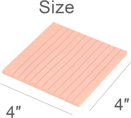Vista 2 de Vanpad Notas adhesivas forradas de 4 x 4 pulgadas, almohadillas autoadhesivas a rayas de color rosa brillante, fáciles de publicar para el hogar