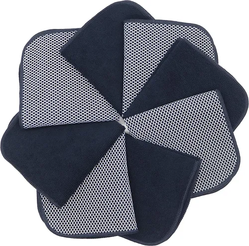 Vista 3 de Paños de microfibra de secado rápido, trapos de limpieza de cocina, trapos para el polvo, paños ultra absorbentes sin pelusa con lado de limpieza