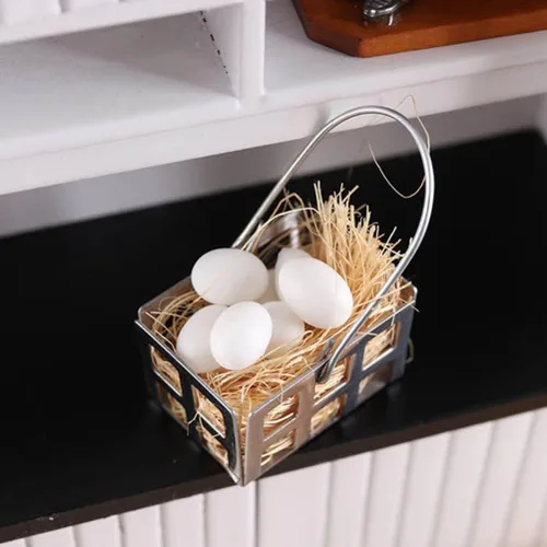 Vista 4 de Kisangel 1 Set Mini Cesta de Huevos Miniatura Casa de Muñecas Comida 1: 12 Escala Accesorios de Casa de Muñecas Accesorios de Jardín de Hadas Micro