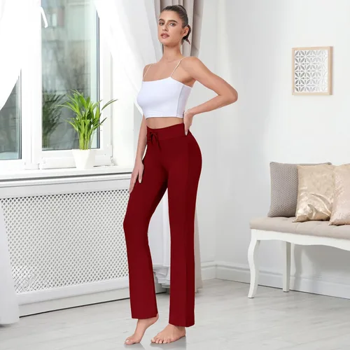 Vista 7 de ADANIKI Pantalones largos de modal y cómodos con cordón para mujer, pierna recta, para yoga, correr, deportes